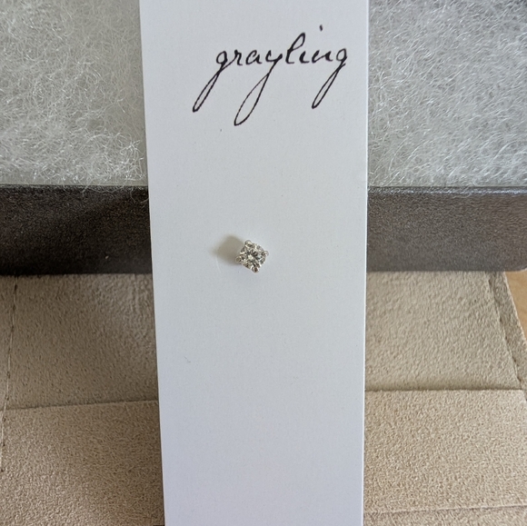 New Grayling flat back single sleeper earring 14K solid white gold - Picture 3 of 9